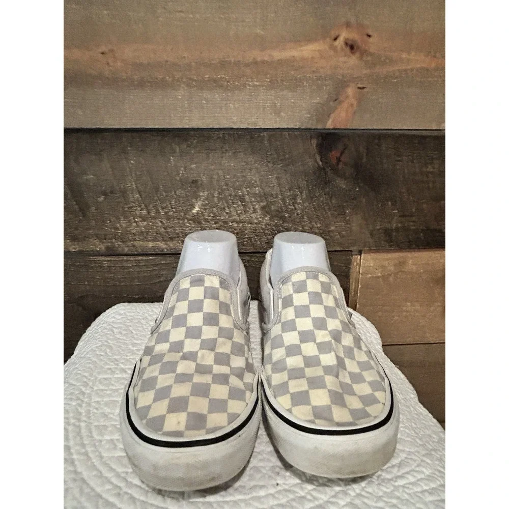 Van's Off Wall Checkered‎ Light Gray/white slip on shoes Mens 7.5 Women's Size 9